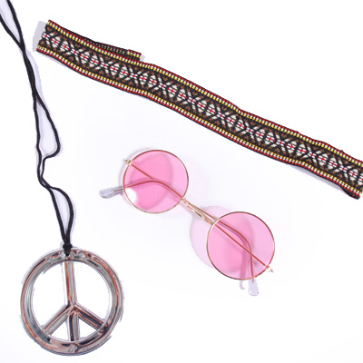 Zac's Alter Ego - Hippie Kit 3 piece glasses, Headband and necklace Ensemble d'accessoires de costume - Multicolore